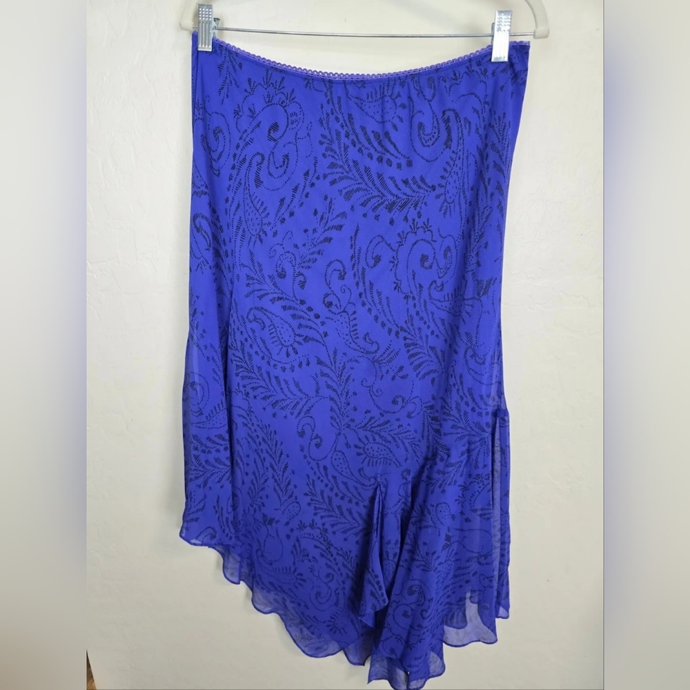 Vintage Eva Blue Elegant Patterned Skirt